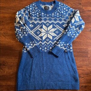Abercrombie & Fitch Vintage Blue White Fair Isle Nordic Long Sweater/Dress Sz S